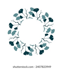 Circle Flowers Frame Illustration
with Ginkgo Biloba Plant.