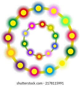 circle of flowers icon. Round frame. Vector illustration. Stock image. 