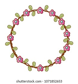 circle flowers and leaves rusic nature