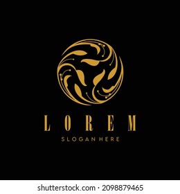 CIRCLE FLOWERS LOGO GOLD ELEGANT STYLE