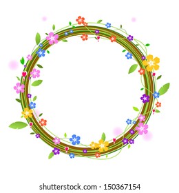 Circle of flowers on white background