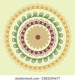 Circle flowers from suzani rug. Geometric patterns from vintage carpet. 