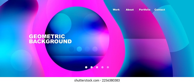 Kreis, fließende Form Zusammensetzung geometrischer abstrakter Hintergrund. Vektorgrafik für Bildschirmhintergründe, Banner, Hintergrund, Karte, Buchillustration, Landing-Page