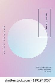 Circle fluid with round spheres. Gradient shapes on holographic background. Modern hipster template for covers, banners, flyers, report, brochure. Minimal circle fluid in vibrant neon colors.