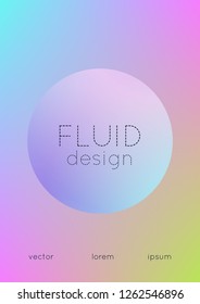 Circle fluid with round spheres. Gradient shapes on holographic background. Modern hipster template for covers, banners, flyers, report, brochure. Minimal circle fluid in vibrant neon colors.