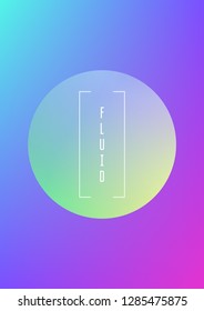 Circle fluid with round spheres. Gradient shapes on holographic background. Modern hipster template for covers, banners, flyers, report, brochure. Minimal circle fluid in vibrant neon colors.