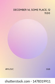 Circle fluid with round spheres. Gradient shapes on holographic background. Modern hipster template for covers, banners, flyers, report, brochure. Minimal circle fluid in vibrant neon colors.