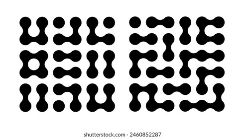 Circle Fluid Transition Logo. Abstraktes Integrationssymbol. Kreismuster, Punktbewegung. Vektorgrafik