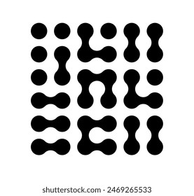 Circle fluid transition logo. Integration abstract symbol. Circles pattern point movement. Vector