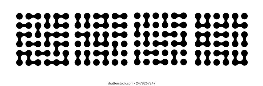 Logo de transición de fluido circular. Símbolo abstracto de integración. Movimiento de punto de patrón de círculos. Vector