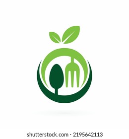 circle food logo with spoon and fork sign