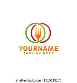 Circle fork food logo design concept