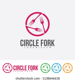 Circle fork illustration vector. Food icon design template. Isolated on white background