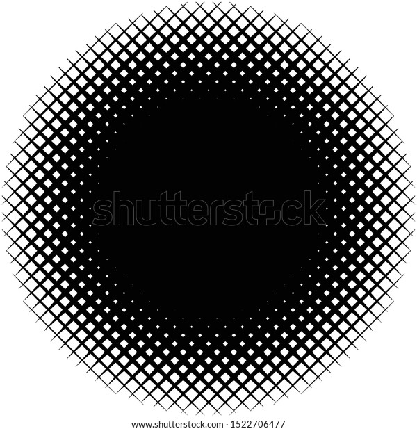 Circle form grid, mesh. Intersected strips\
geometric circle element. Angular, geometric half-tone circle\
illustration. Intersecting streaks, bars, stripes circle (Thick\
lines version)