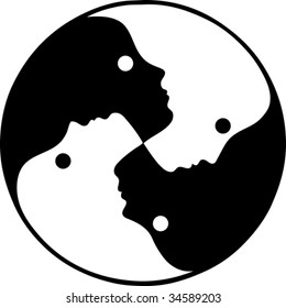The circle formed with the four woman's faces