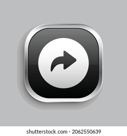 circle forward icon design. Glossy Button style rounded rectangle isolated on gray background.. Vector illustration