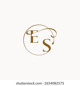 círculo fows logotipo de casamento ES luxurius sentimento com monograma de fluxo carta estilo elegante