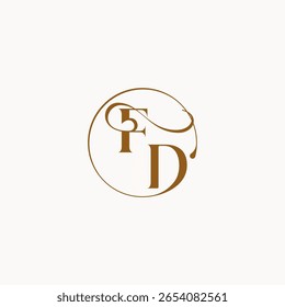 Kreis fließt Hochzeit Logo FD luxuriöse Gefühl mit Fluss Monogramm eleganten Stil Brief