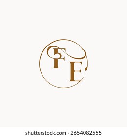 circle fows wedding logo FE luxurius feeling with flow monogram elegant style letter