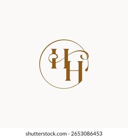 circle fows wedding logo monogram elegant style letter luxurius feeling with flow HH