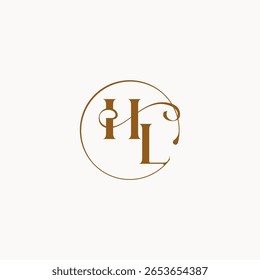 circle fows wedding logo monogram elegant style letter luxurius feeling with flow HL
