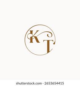 Kreis fließt Hochzeit Logo Monogramm eleganter Stil Brief luxuriöses Gefühl mit Fluss KT