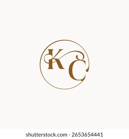 círculo de flujos de la boda logo monograma elegante estilo letra sensación de lujo con flujo KC