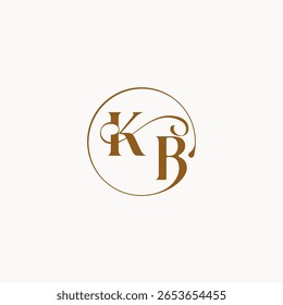 círculo fows casamento logotipo monograma elegante estilo letra luxurius sentimento com fluxo KB