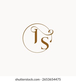 círculo de flujos de la boda logo monograma elegante estilo letra sensación de lujo con flujo JS