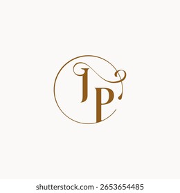círculo de flujos de la boda logo monograma elegante estilo letra sensación de lujo con flujo JP