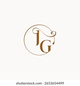 círculo de flujos de la boda logo monograma elegante estilo letra sensación de lujo con flujo JG