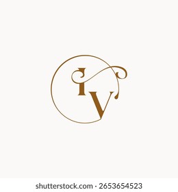 circle fows wedding logo monogram elegant style letter luxurius feeling with flow IV