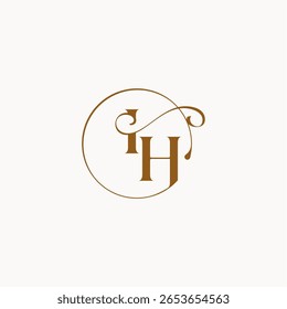 círculo fows casamento logotipo monograma elegante estilo letra luxurius sentimento com fluxo IH