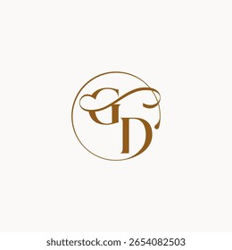 círculo de flujos de la boda logo monograma elegante estilo letra sensación de lujo con flujo GD