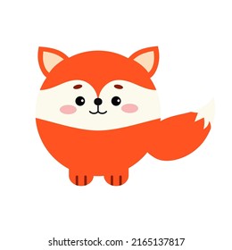 Circle fox forest animal face with paws and tail icon isolated on white background Cute cartoon round shape kawaii kids avatar character. Vector flat clip art illustration mobile ui game application.