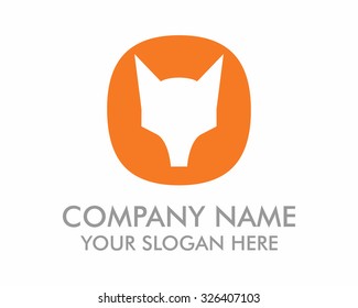 circle fox head silhouette logo image icon