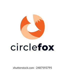 circle fox logo. abstract fox logo design. 