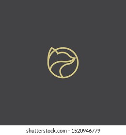 Circle Fox Logo Icon Design Template. Gold, Elegant, Luxury Modern Vector