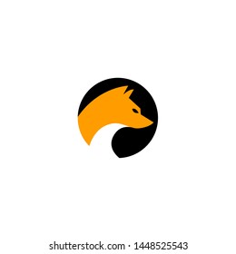 Circle fox logotype, icon, vector illustration