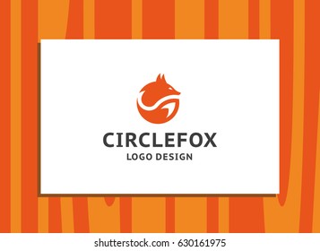 Circle fox - the orange fox logo, emblem, illustration in a minimalistic style, in the shape of a circle