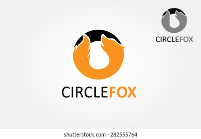 Circle Fox Vector Logo Template. The main of the logo is a simple silhouette of fox that incorporate with a circle. 
