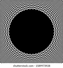 Circle Frame. 3D-Illusion. Abstraktes konvexe Muster. Vektorkunst.
