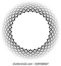 Marco circular. Ilusión 3D. Patrón geométrico convexo. Arte vectorial.