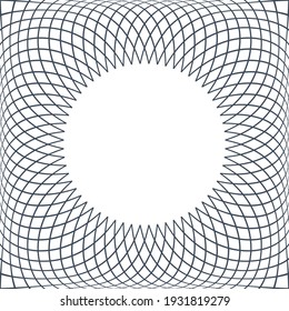 Circle frame with 3D illusion effect. Geometric convex pattern. Vector art.