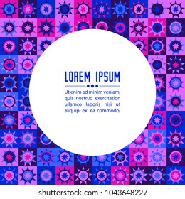 Circle frame with abstract ultra violet seamless pattern. Design element for wallpaper, wrapping paper, textile prints and etc.
