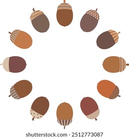 A circle frame of acorns wearing cute hats 4