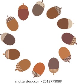A circle frame of acorns wearing cute hats 2