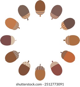 A circle frame of acorns wearing cute hats 3