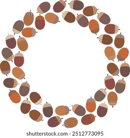 A circle frame of acorns wearing cute hats 6