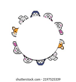 Circle frame animals pixel art design
